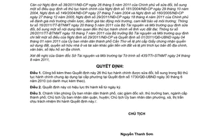 Quyết định 2062/QĐ-UBND công bố thủ tục hành chính được sửa đổi