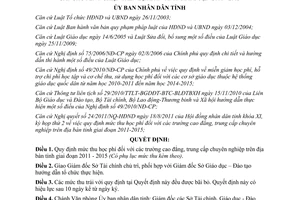 Quyết định 21/2011/QĐ-UBND học phí cao đẳng trung cấp chuyên nghiệp Bình Định