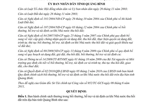 Quyết định 11/2011/QĐ-UBND chính sách thưởng trong bồi thường, hỗ trợ