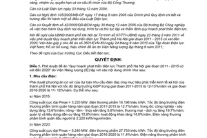 Quyết định 4351/QĐ-BCT Quy hoạch phát triển điện lực