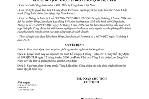 Quyết định 1070/QĐ-TLĐ  phân phối nguồn thu ngân sách Công đoàn