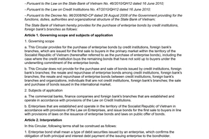 Circular No. 28/2011/TT-NHNN providing for the purchase of enterprise bonds