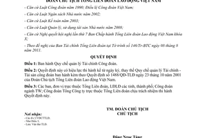 Quyết định 1072/QĐ-TLĐ Quy chế quản lý Tài chính Công đoàn