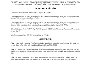 Quyết định 441/QĐ-UBND 2011 chương trình xây dựng nông thôn mới Bình Định