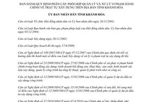 Quyết định 21/2011/QĐ-UBND phân cấp, phối hợp quản lý và xử lý vi phạm