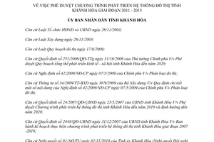 Quyết định 22/2011/QĐ-UBND phê duyệt Chương trình phát triển hệ thống đô thị