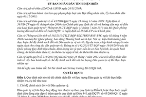 Quyết định 25/2011/QĐ-UBND chế độ chính sách lực lượng Dân quân tự vệ