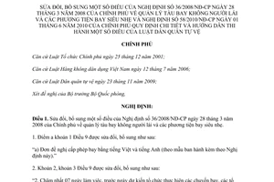 Nghị định 79/2011/NĐ-CP sửa đổi Nghị định 36/2008/NĐ-CP quản lý tàu bay không