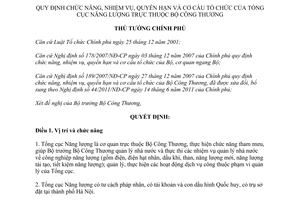 Quyết định 50/2011/QĐ-TTg  chức năng, nhiệm vụ, quyền hạn và cơ cấu tổ chức