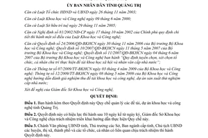 Quyết định 26/2011/QĐ-UBND Quy chế quản lý đề tài dự án khoa học công nghệ Quảng Trị