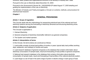Circular No. 33/2011/TT-BCT on contents methods and procedure for electrical load research