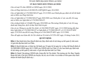 Quyết định 24/2011/QĐ-UBND quản lý nhà nước về giá trên địa bàn tỉnh Lai Châu