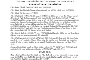 Quyết định 11/2010/QĐ-UBND hỗ trợ nông dân khi thu hồi đất nông nghiệp Thái Bình 2010 2015