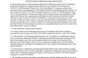 Directive No. 02/CT-NHNN on regulating the implementation of provisions on mobil