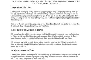 Hướng dẫn 15-HD/BTGTW năm 2011 học tập lý luận chính trị đối tượng kết nạp đảng