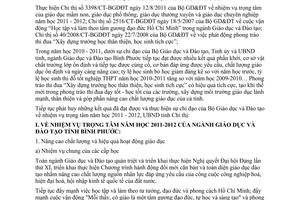 Chỉ thị 13/2011/CT-UBND thực hiện nhiệm vụ năm học 2011 2012 Bình Phước