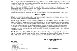 Quyết định 14/2011/QĐ-UBND tuyển chọn cá nhân chủ trì thực hiện nhiệm vụ khoa học