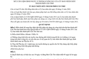 Quyết định 26/2011/QĐ-UBND cấp giấy phép xây dựng công trình Cần Thơ