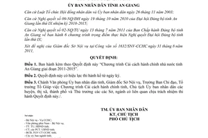 Quyết định 1570/QĐ-UBND năm 2011 Chương trình Cải cách hành chính nhà nước