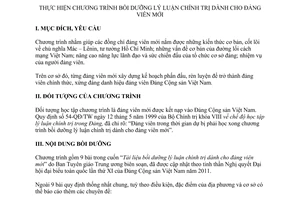 Hướng dẫn 14-HD/BTGTW năm 2011 bồi dưỡng lý luận chính trị dành cho đảng viên mới