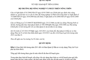 Quyết định 1292/QĐ-BNN-TCCB giao Quỹ tiền lương