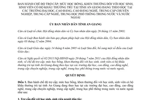 Quyết định 39/2011/QĐ-UBND trợ cấp mức học bổng khen thưởng học sinh sinh viên