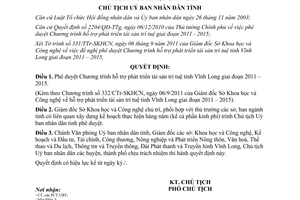 Quyết định 1731/QĐ-UBND 2011 hỗ trợ phát triển tài sản trí tuệ Vĩnh Long