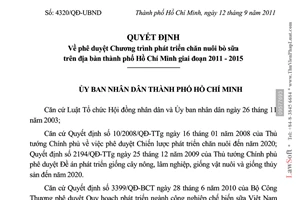 Quyết định 4320/QĐ-UBND phê duyệt Chương trình phát triển chăn nuôi bò sữa