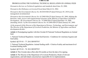 Circular No. 61/2011/TT-BNNPTNT promulgating the national technical regulation