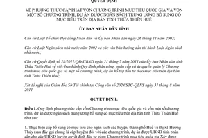 Quyết định 1911/QĐ-UBND năm 2011 cấp vốn Chương trình mục tiêu quốc gia Huế