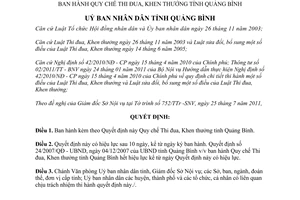 Quyết định 12/2011/QĐ-UBND qui chế thi đua khen thưởng Quảng Bình