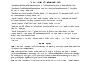 Quyết định 26 /2011/QĐ-UBND quản lý lao động là nước ngoài Điện Biên