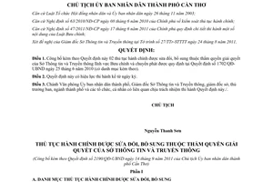 Quyết định 2190/QĐ-UBND năm 2011 công bố thủ tục hành chính của Sở TTTT