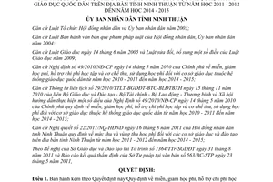 Quyết định 46/2011/QĐ-UBND miễn giảm học phí Ninh Thuận từ năm học 2011 - 2012