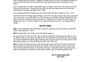 Quyết định 16/2011/QĐ-UBND phê duyệt Đề án nông thôn mới xã Qui Đức