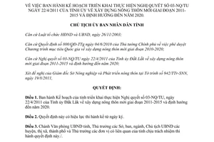 Quyết định 2406/QĐ-UBND 2011 thực hiện 03-NQ/TU nông thôn 2011 2015 định hướng 2020 Đắk Lắk