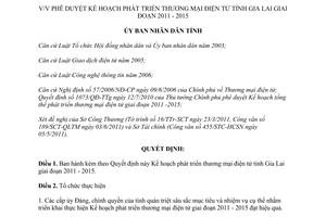 Quyết định 613/QĐ-UBND phát triển thương mại điện tử Gia Lai 2011 2015