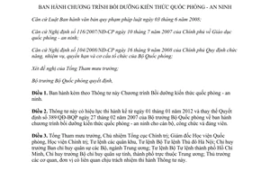 Thông tư 176/2011/TT-BQP Chương trình Bồi dưỡng kiến thức quốc phòng an ninh