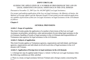 Joint circular No. 15/2011/TTLT-BTP-BNG-TANDTC guiding the application of a