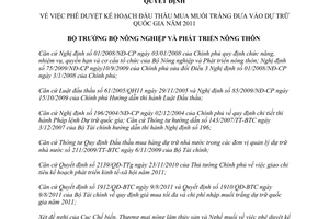 Quyết định 2129/QĐ-BNN-KH  phê duyệt kế hoạch đấu thầu mua muối trắng