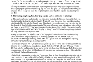 Chỉ thị 03/2011/CT-UBND về tăng cường công tác quản lý Nhà nước về văn thư, lưu