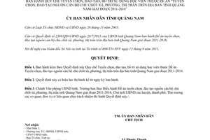 Quyết định 2933/QĐ-UBND Tuyển chọn đào tạo nguồn cán bộ chủ chốt xã Quảng Nam 2011 2016