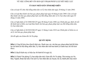 Quyết định 929/QĐ-UBND năm 2011 công bố văn bản hết hiệu lực tỉnh Điện Biên