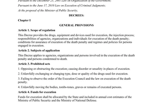 Decree No. 82/2011/ND-CP on execution by lethal injection