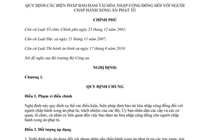 Nghị định 80/2011/NĐ-CP  biện pháp bảo đảm tái hòa nhập cộng đồng