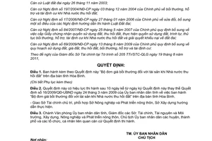 Quyết định 19/2011/QĐ-UBND Bộ đơn giá bồi thường tài sản khi Nhà nước