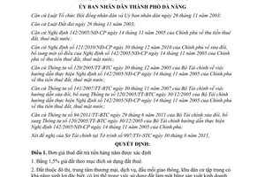 Quyết định 29/2011/QĐ-UBND đơn giá thuê đất, mặt nước ngoài khu công nghiệp