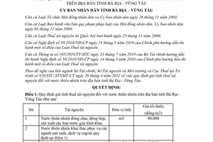 Quyết định 55/2011/QĐ-UBND quy định giá tính thuế tài nguyên