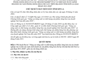 Quyết định 2129/QĐ-UBND 2011 nâng cao năng suất chất lượng sản phẩm Sơn La