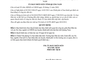 Quyết định 29/2011/QĐ-UBND quan hệ công tác giữa các ban sở ngành Quảng Nam